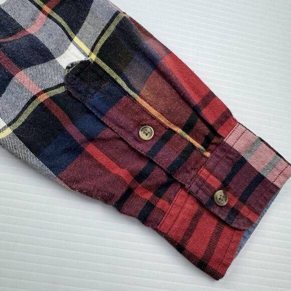 American Eagle Cozy Cabin Cropped Hoodie Flannel Plaid Shirt Women’s Small - Picture 8 of 11